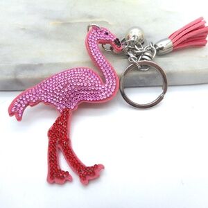 Bling Keychain Pale Pink Flamingo